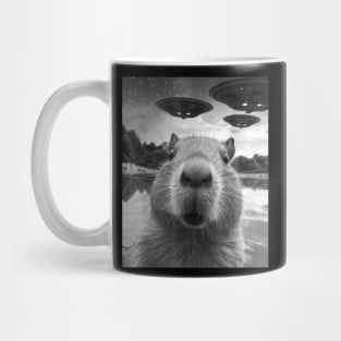 Funny Capybara Selfie with UFOs Mug